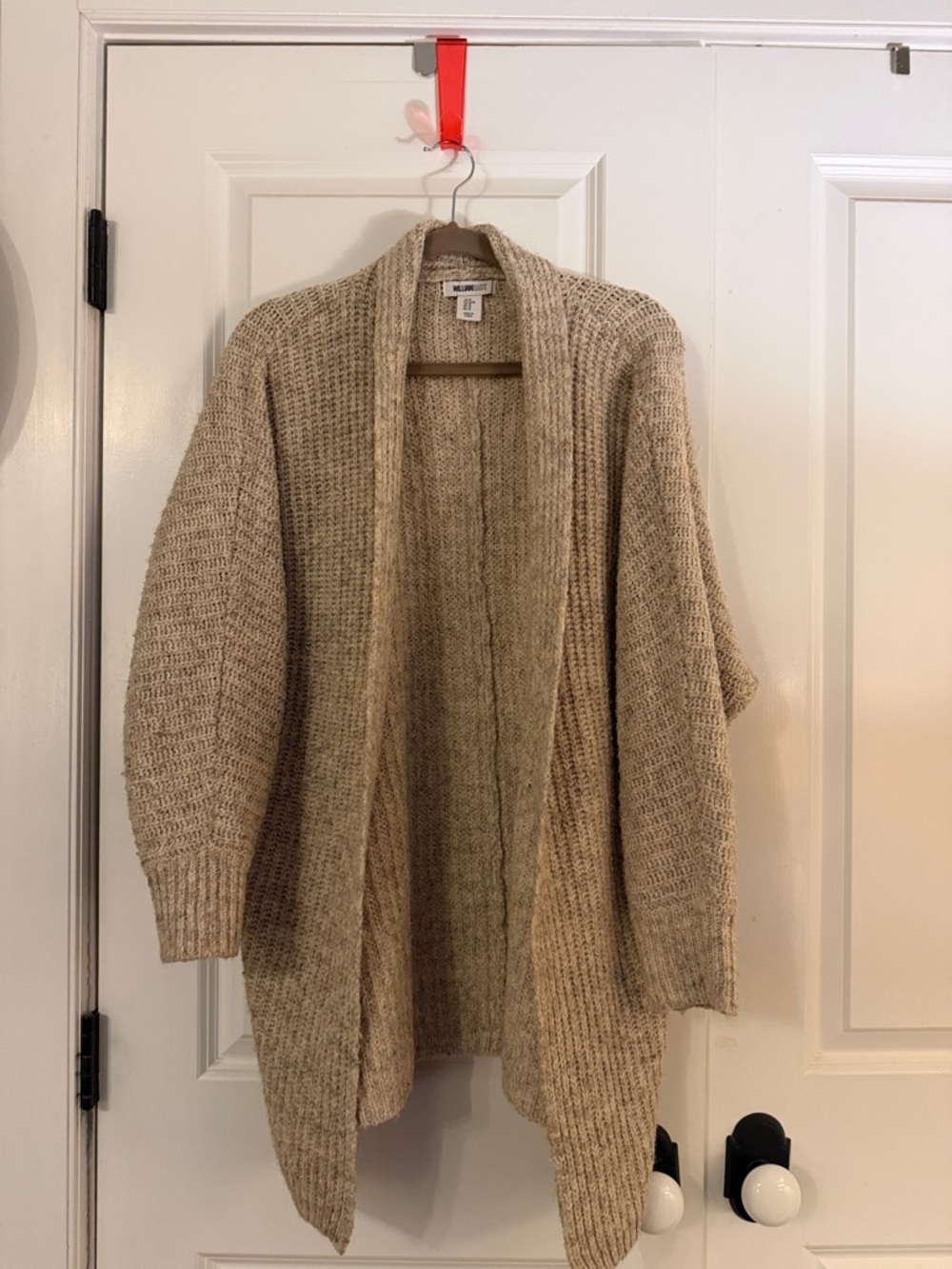 Chunky Open-Front Beige Cardigan Sweater - Unbranded